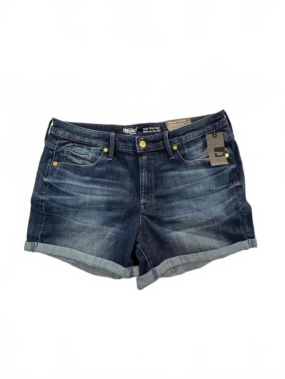 NWT Mossimo Women’s High Rise Midi Denim Shorts Size 14/32 Dark Wash Cuffed